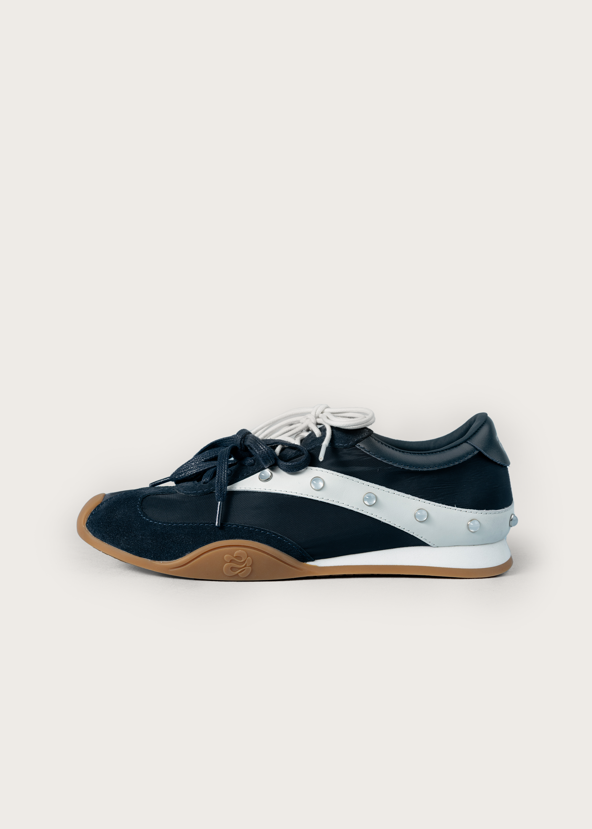 Amber Navy Gem-embellished Casual Sneakers
