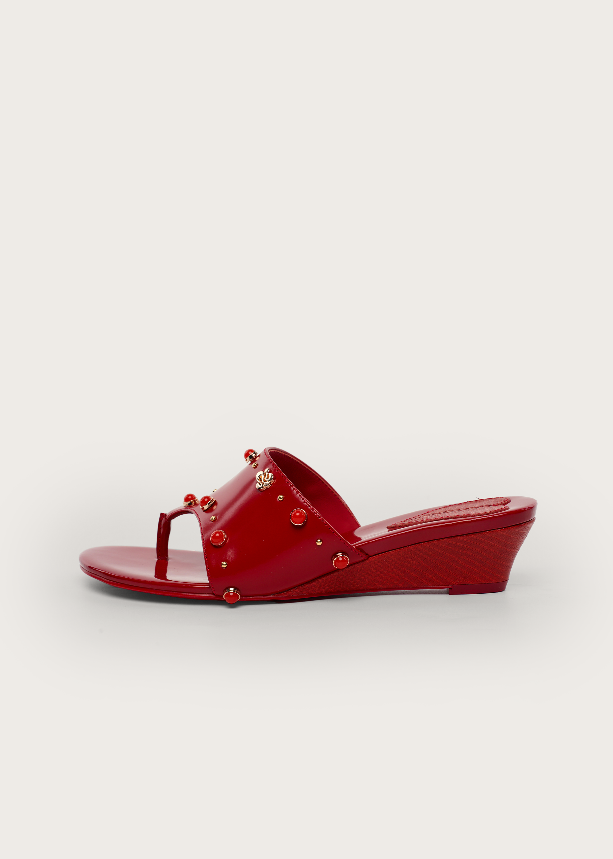 Curve BloodM Lizard-Effect Gemstone Wedge Flip-Flops